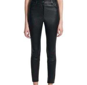 Theory Bristol Black High Rise Lamb Leather Pants Sz.6